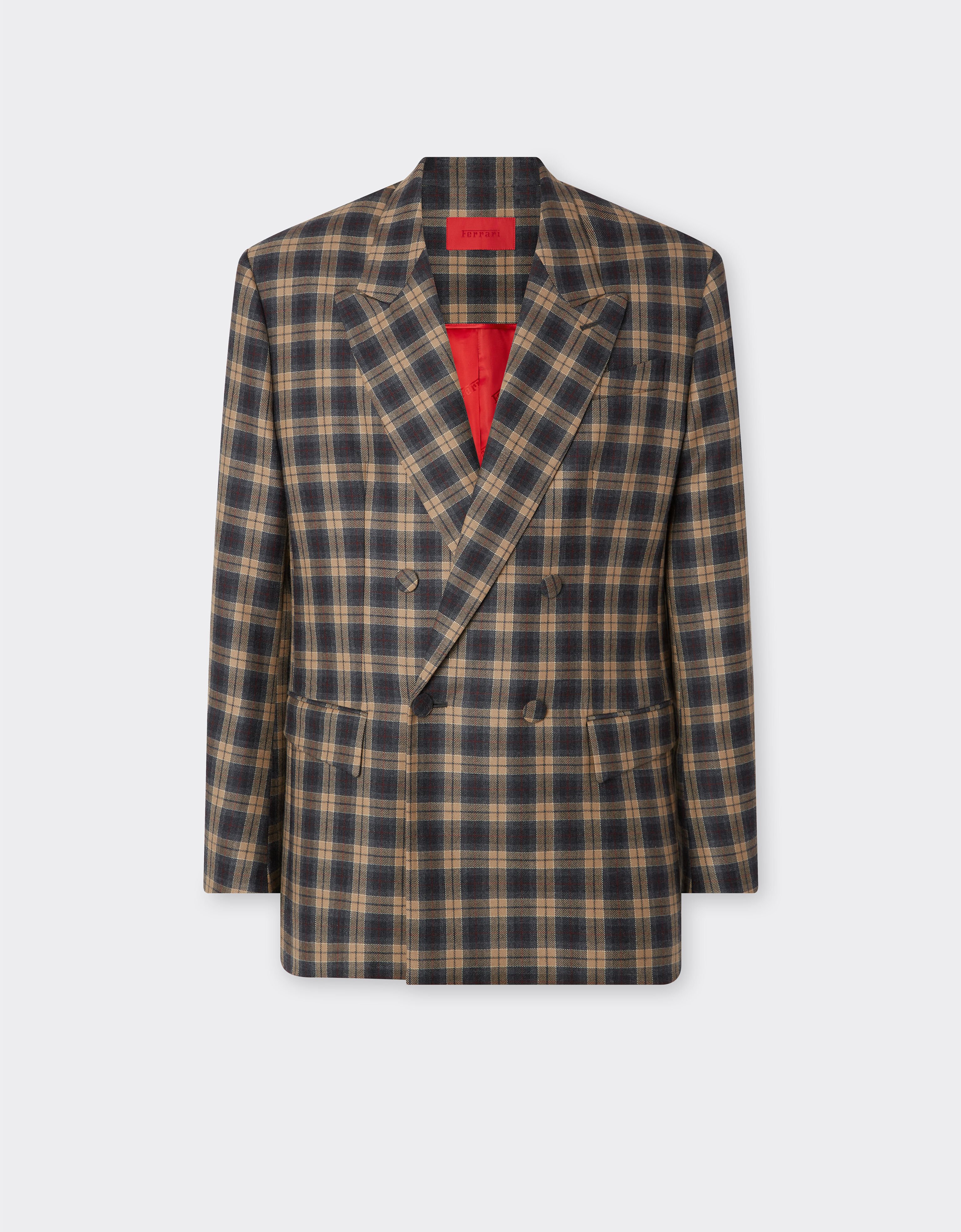 Ferrari Zweireihiger Blazer aus Schottenkaro aus Wolle Mélange-Grau 22596f