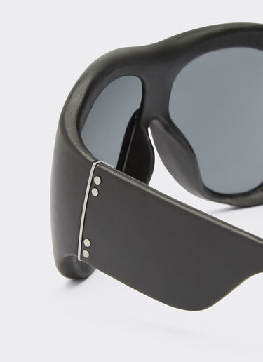 Ferrari Limited Edition Ferrari black leather covered sunglasses with black mirror lens Black F1245f