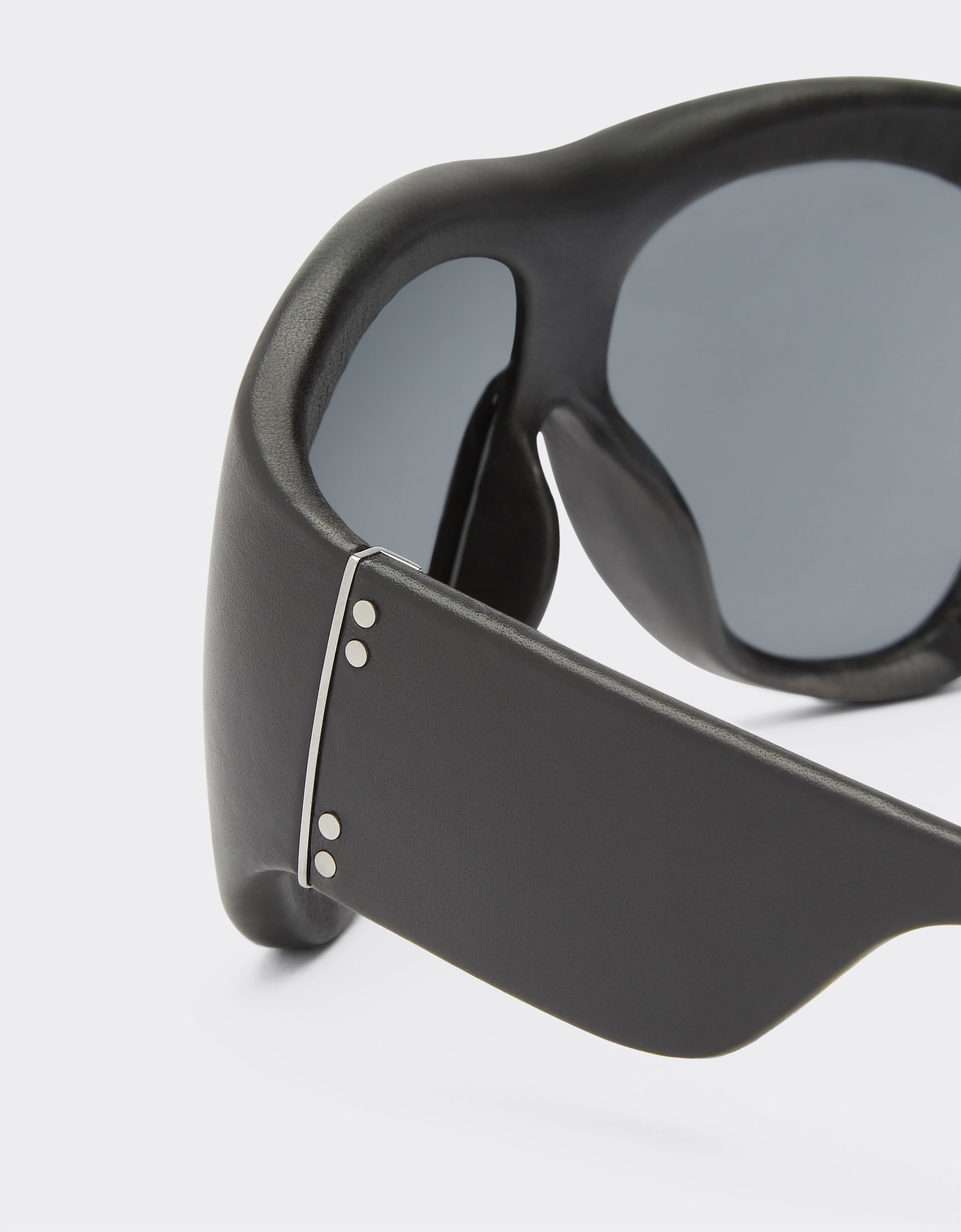 Ferrari Limited Edition Ferrari black leather covered sunglasses with black mirror lens Black F1245f