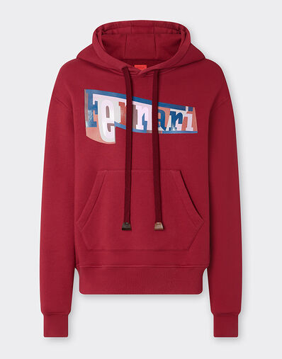 Ferrari Hoodie with color block logo print Cherry 22835f