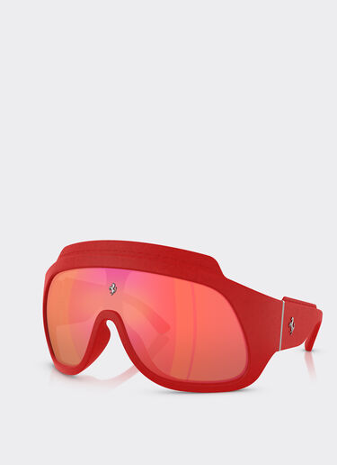 Ferrari Red Ferrari Limited Edition shield sunglasses in injected material and leather with red mirror lens Red F1580f