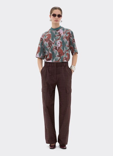 Ferrari Cargo trousers in Q-Cycle® jacquard with Cavallino Monogram Mahogany 22634f