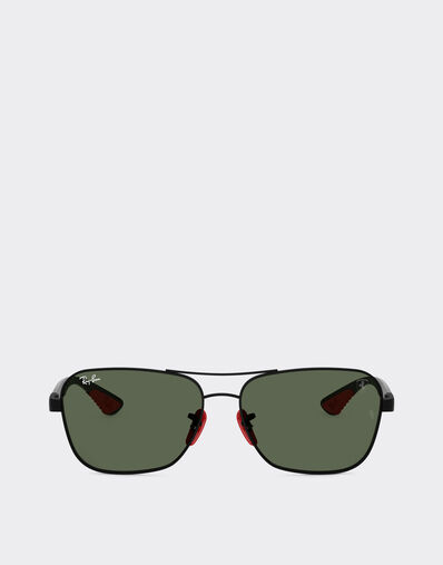 Ferrari Ray-Ban for Scuderia Ferrari RB8336M in matt black metal and dark carbon fibre with dark green lenses Black LA01Kf
