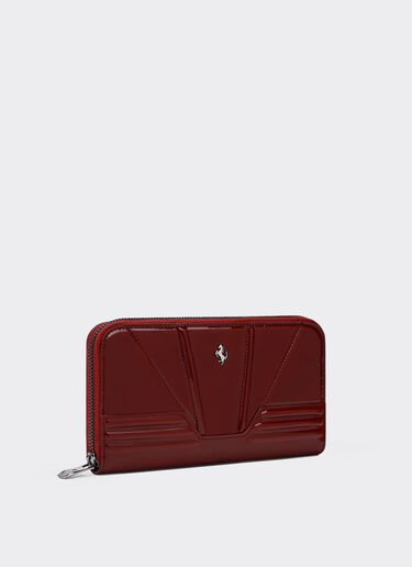 Ferrari Zip wallet in metallic leather Burgundy 20423f