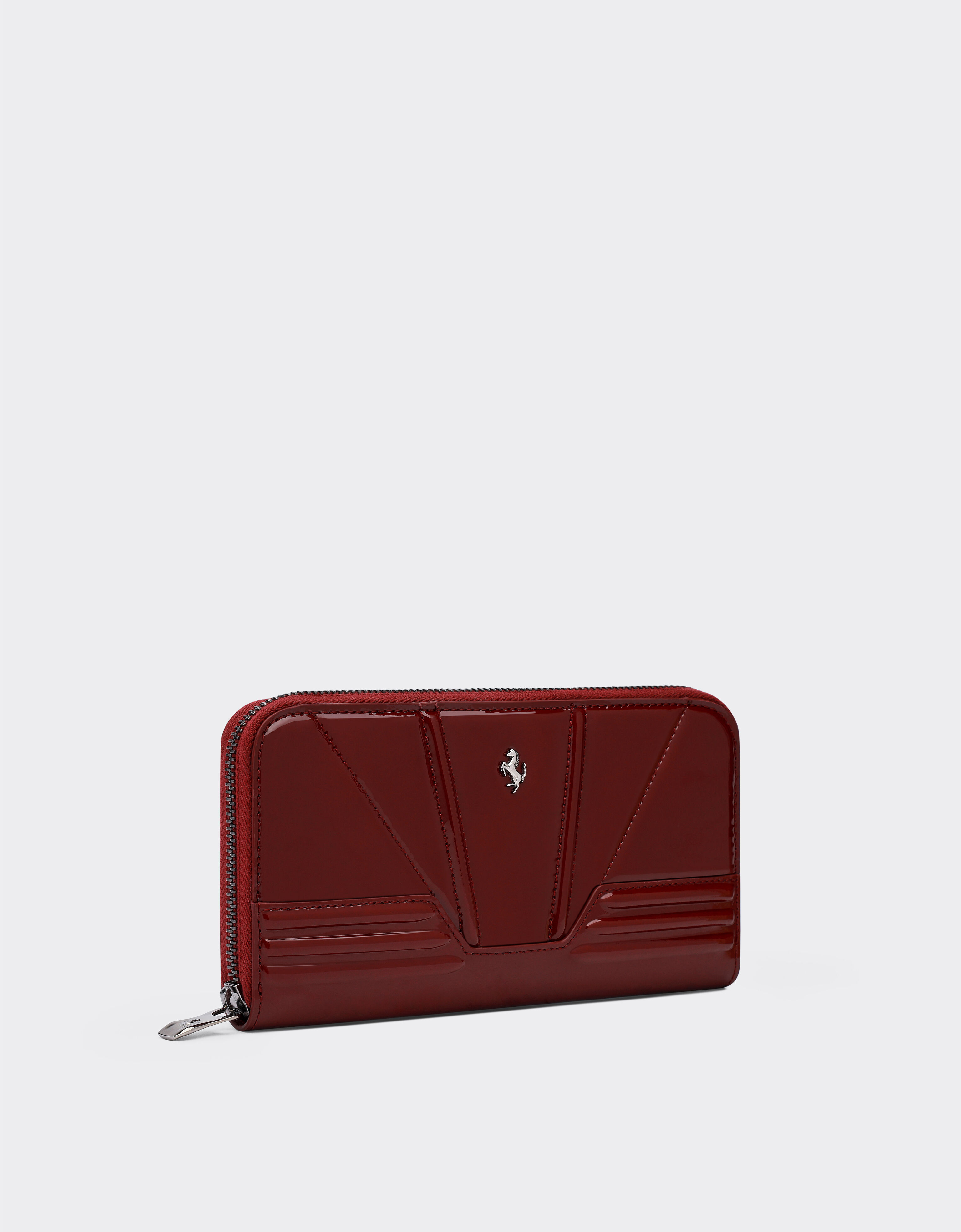 Ferrari Zip wallet in metallic leather Burgundy 20423f