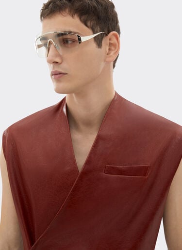 Ferrari Gilet en cuir ciré Fired Brick 50928f