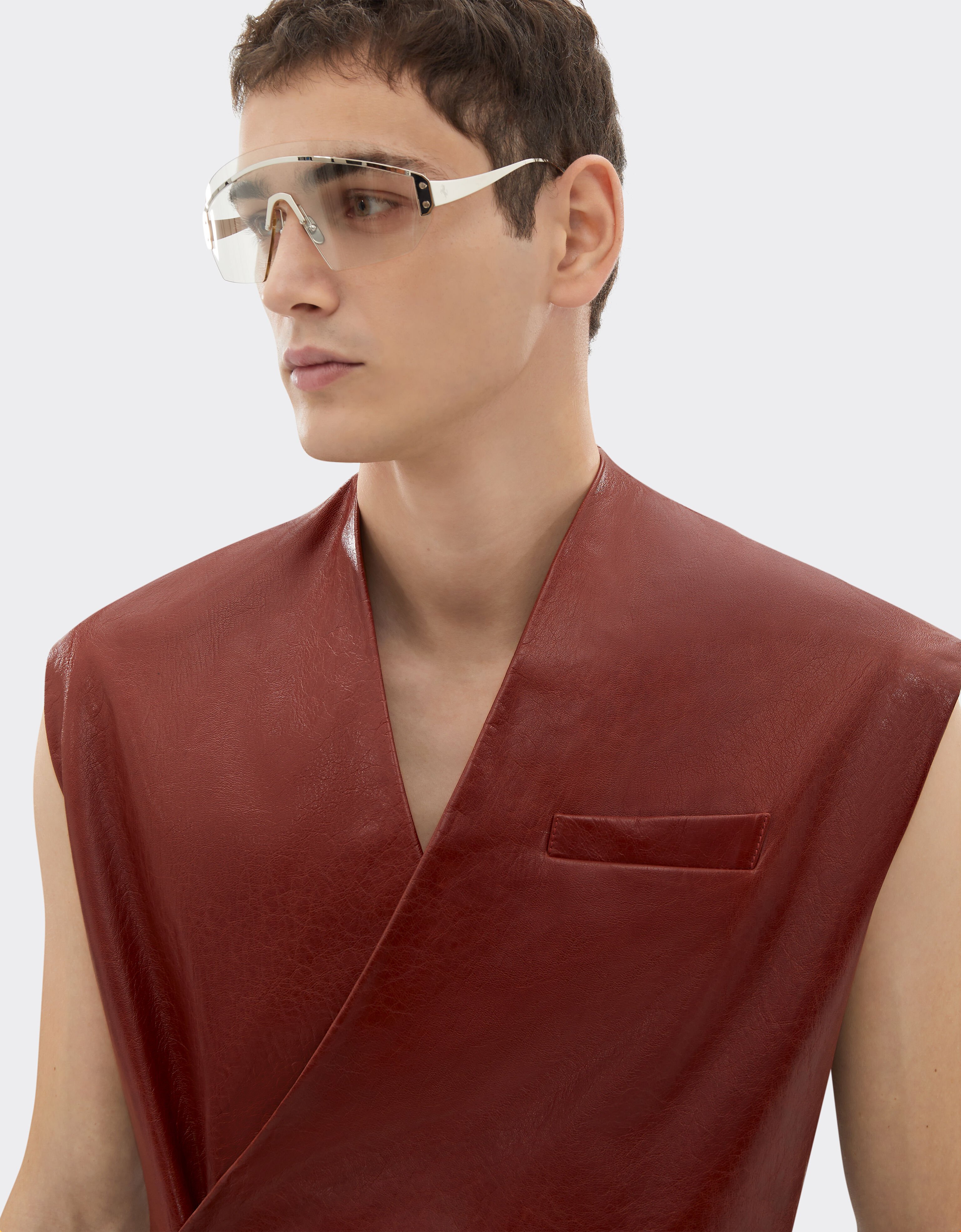 Ferrari Gilet en cuir ciré Fired Brick 50928f