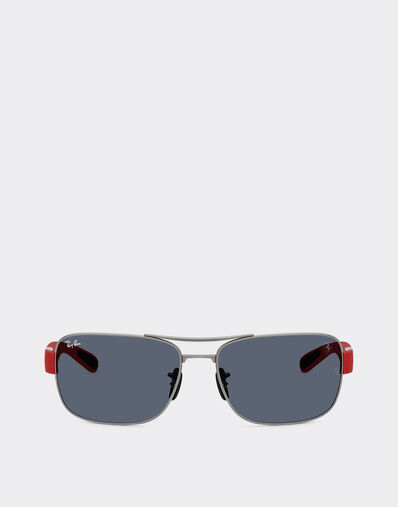 Ferrari Ray-Ban for Scuderia Ferrari RB3763M in gunmetal grey metal and red plastic with dark grey lenses Black LA01Kf