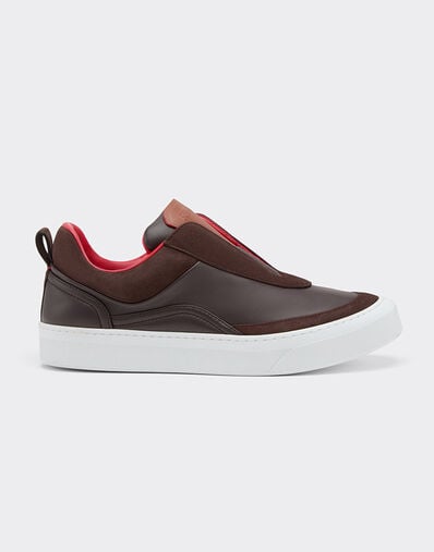 Ferrari Nappa leather and suede slip-on sneaker Espresso 22828f