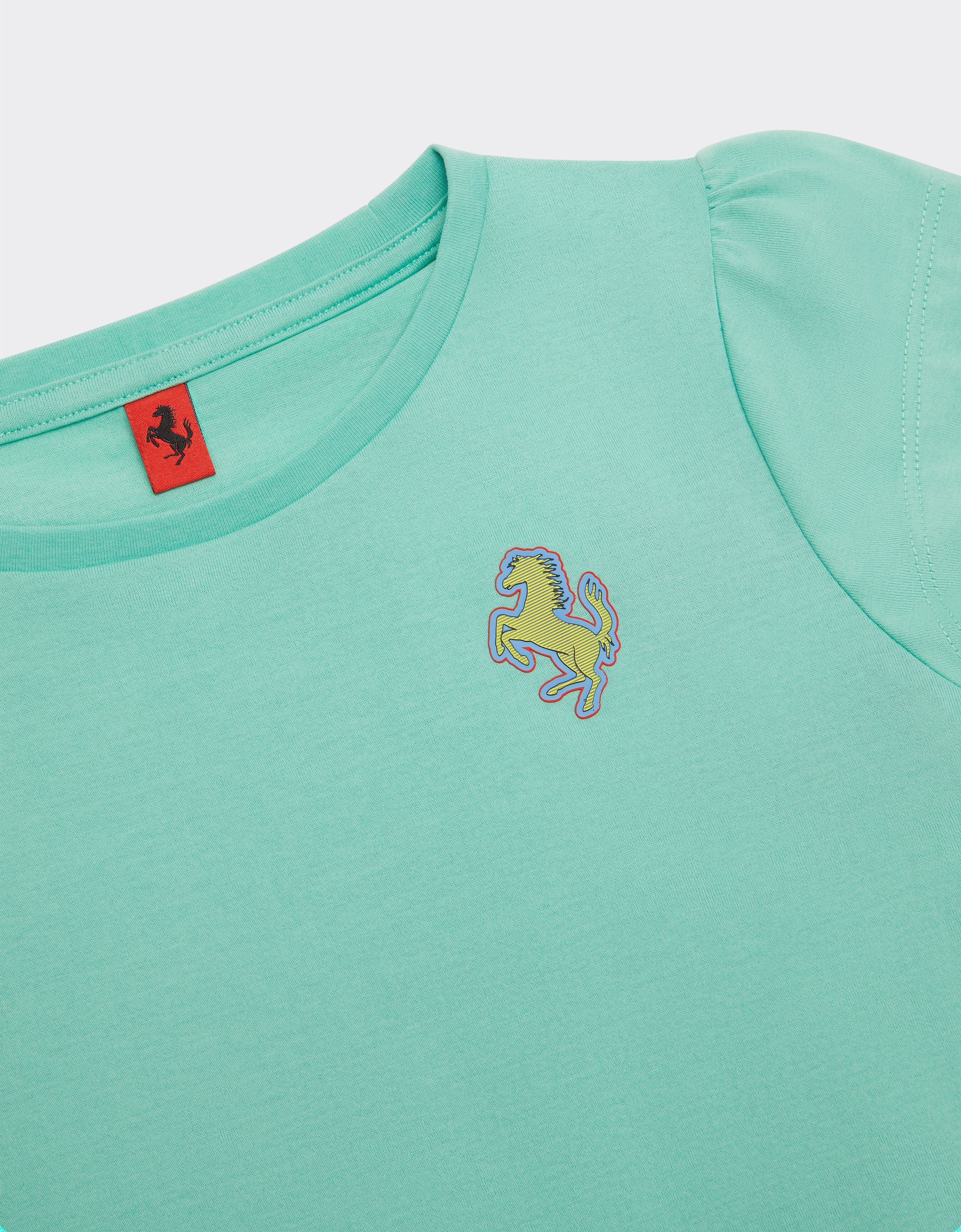 Ferrari Cotton top with Prancing Horse patch Aquamarine 48522fK