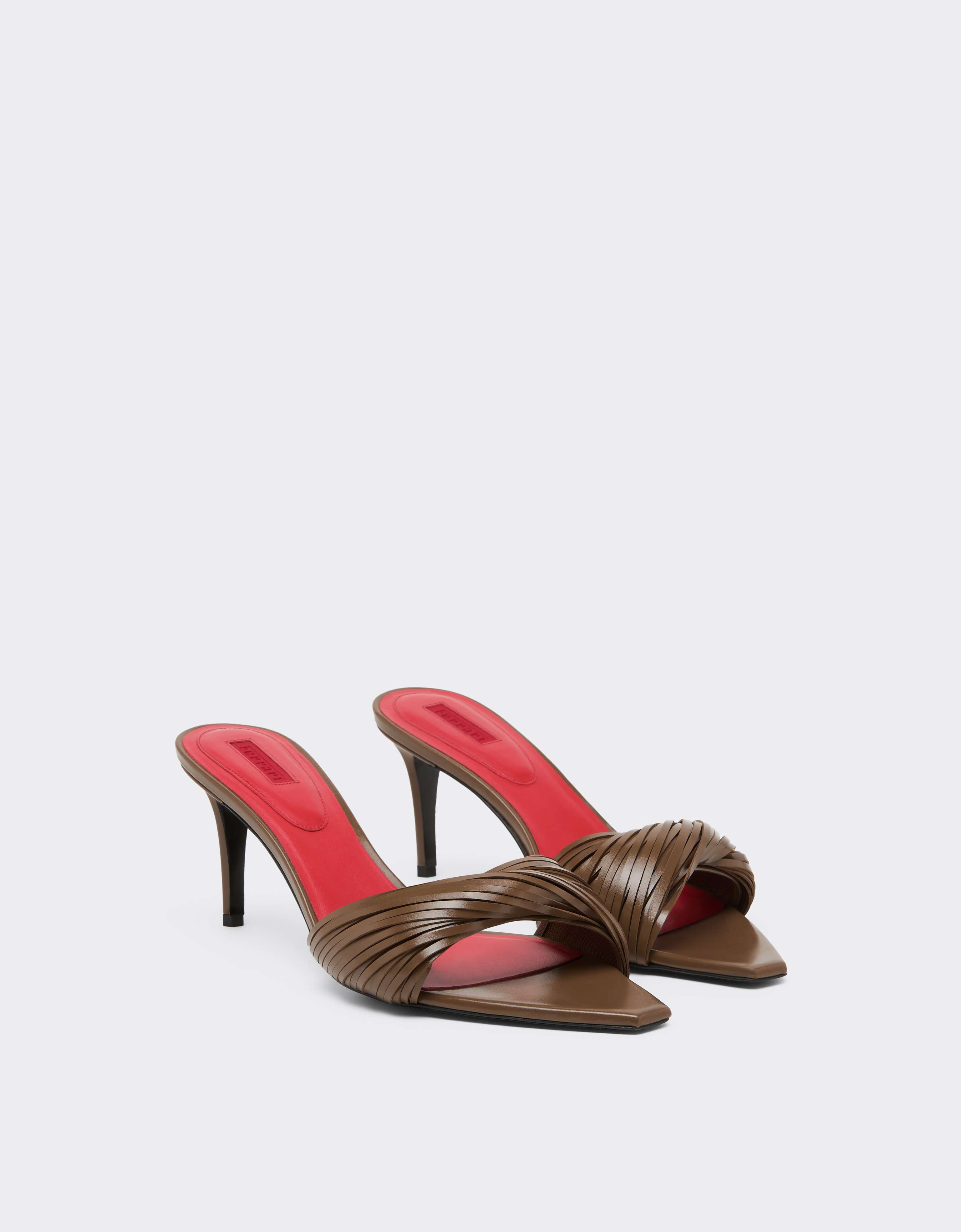 Leather Mules with Carved Fringes Ferrari Leather Mules with Carved Fringes Caffè CSWML0004XL00007f
