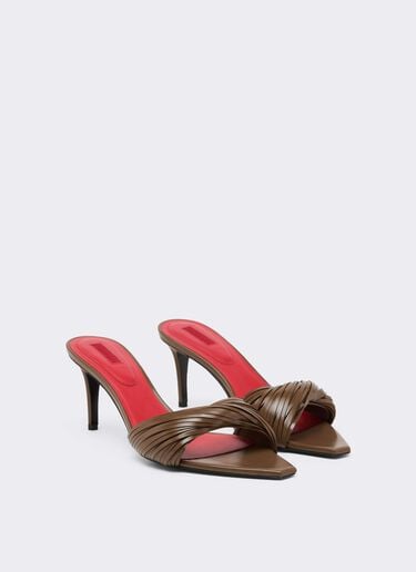 Leather Mules with Carved Fringes Ferrari Leather Mules with Carved Fringes Caffè CSWML0004XL00007f