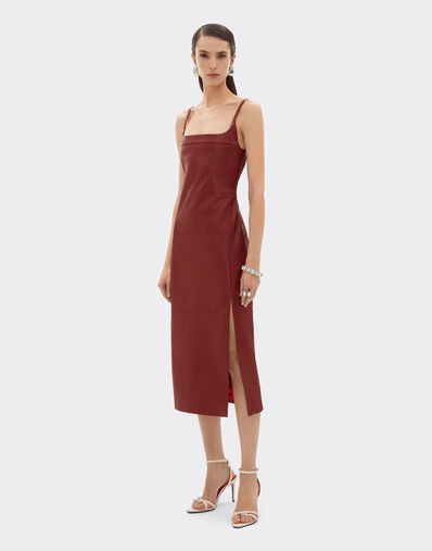Ferrari Robe midi en cuir nappa effet cerf Rouge Maison 49913f