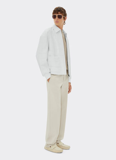 Ferrari Bomber in liquid leather Bianco Ottico 21774f