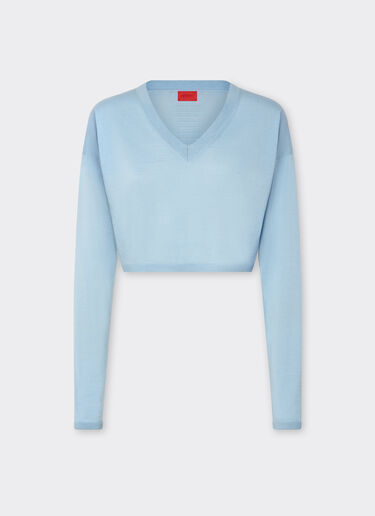 Maglia cropped in cashmere e seta Ferrari Maglia cropped in cashmere e seta Blu Acciaio 22662f