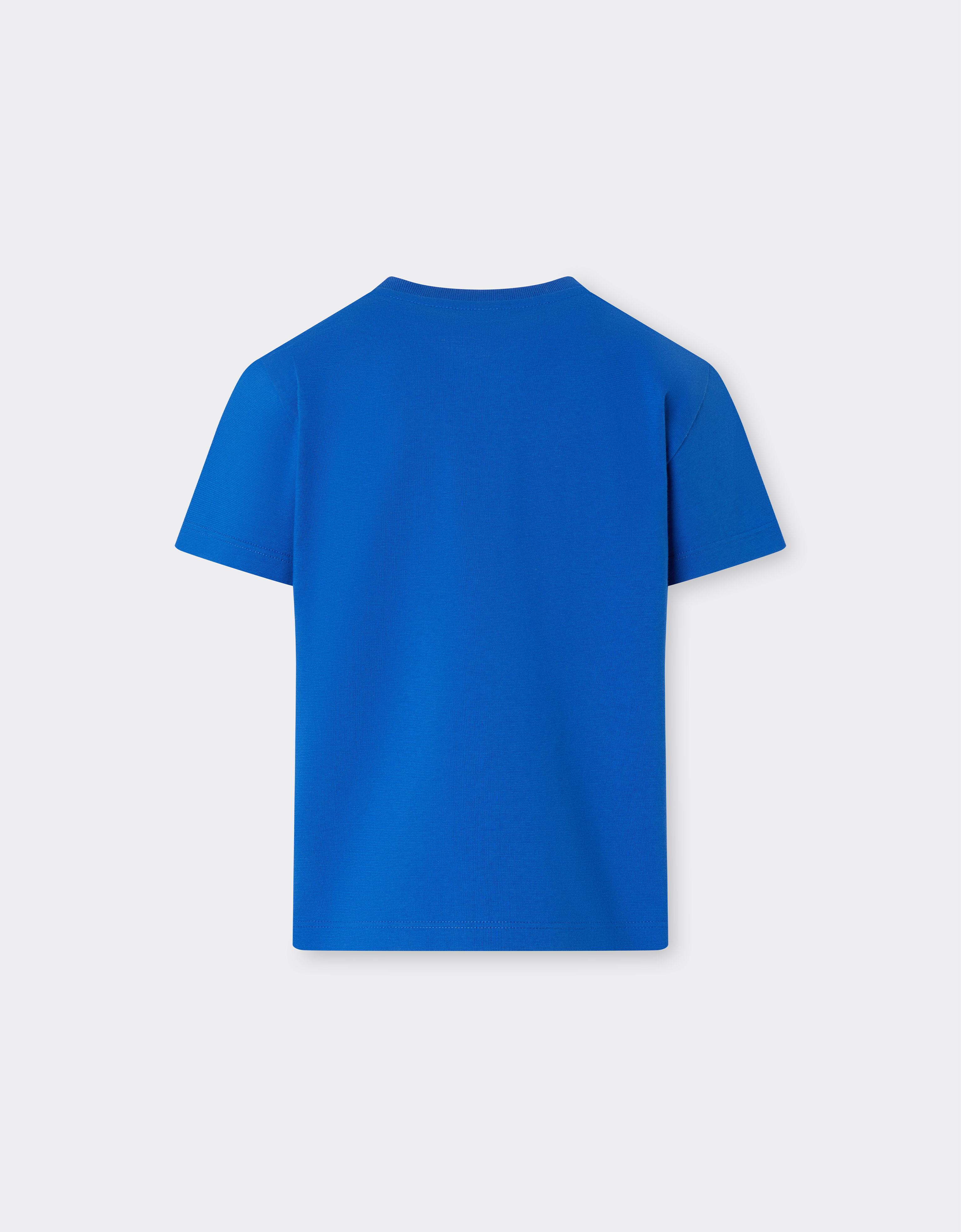Ferrari Cotton T-shirt with brushed-effect Ferrari logo Klein Blue 22464fK