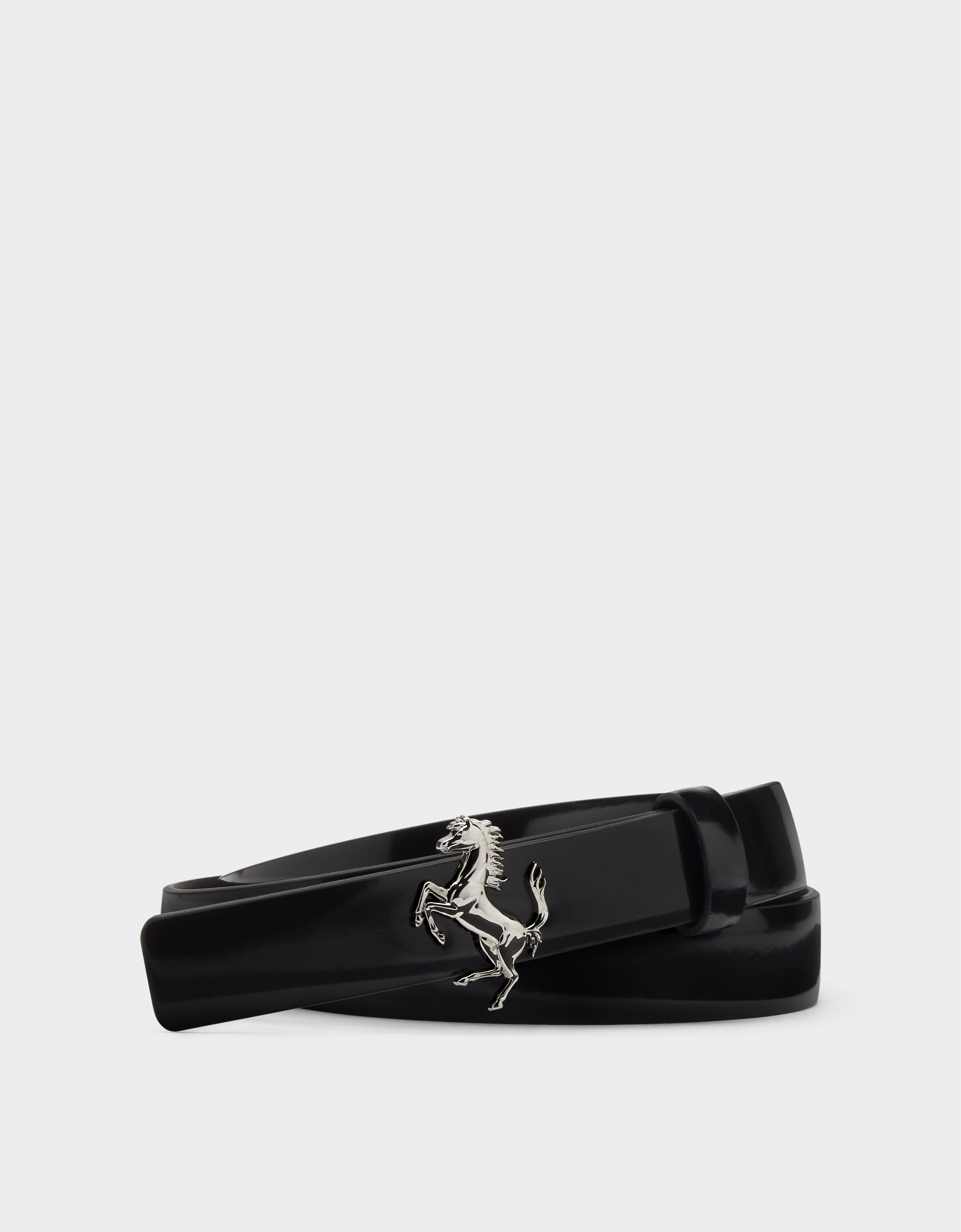 Ferrari Brushed leather belt with Prancing Horse Charcoal 20057f