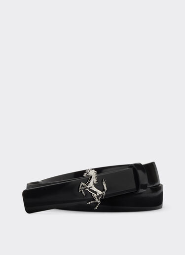 Ferrari Gürtel aus gebürstetem Leder mit „Cavallino Rampante“-Schließe Schwarz 47111f
