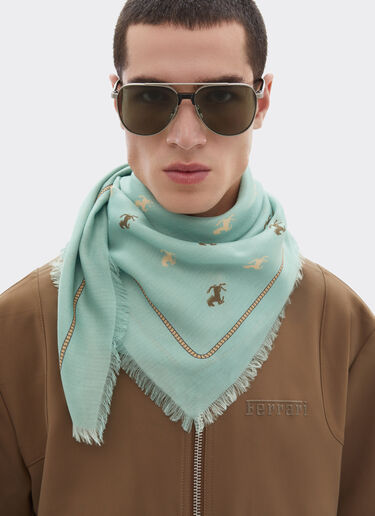 Ferrari Cotton and silk twill scarf Granite Green 50361f