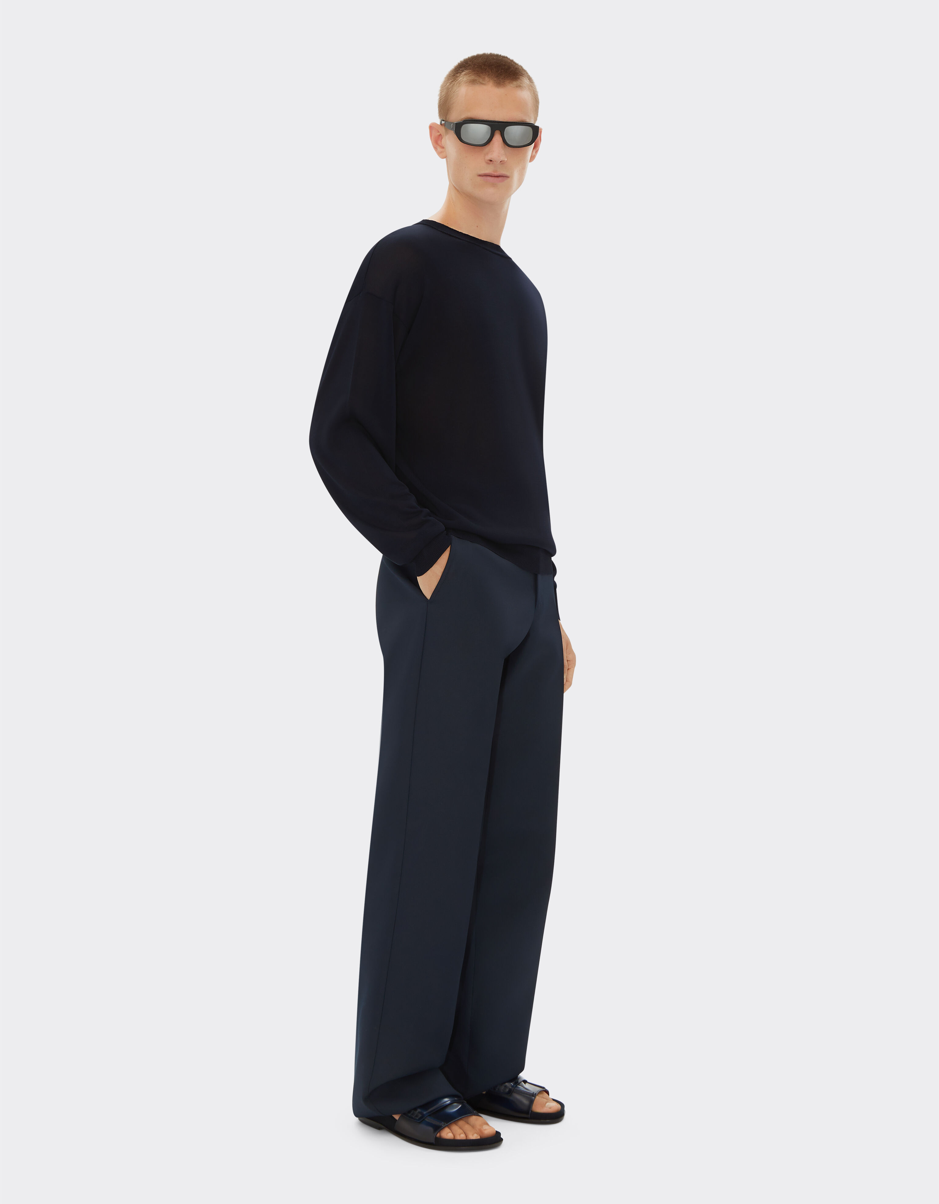 Ferrari Crew-neck jumper in silk and viscose Navy 21850f