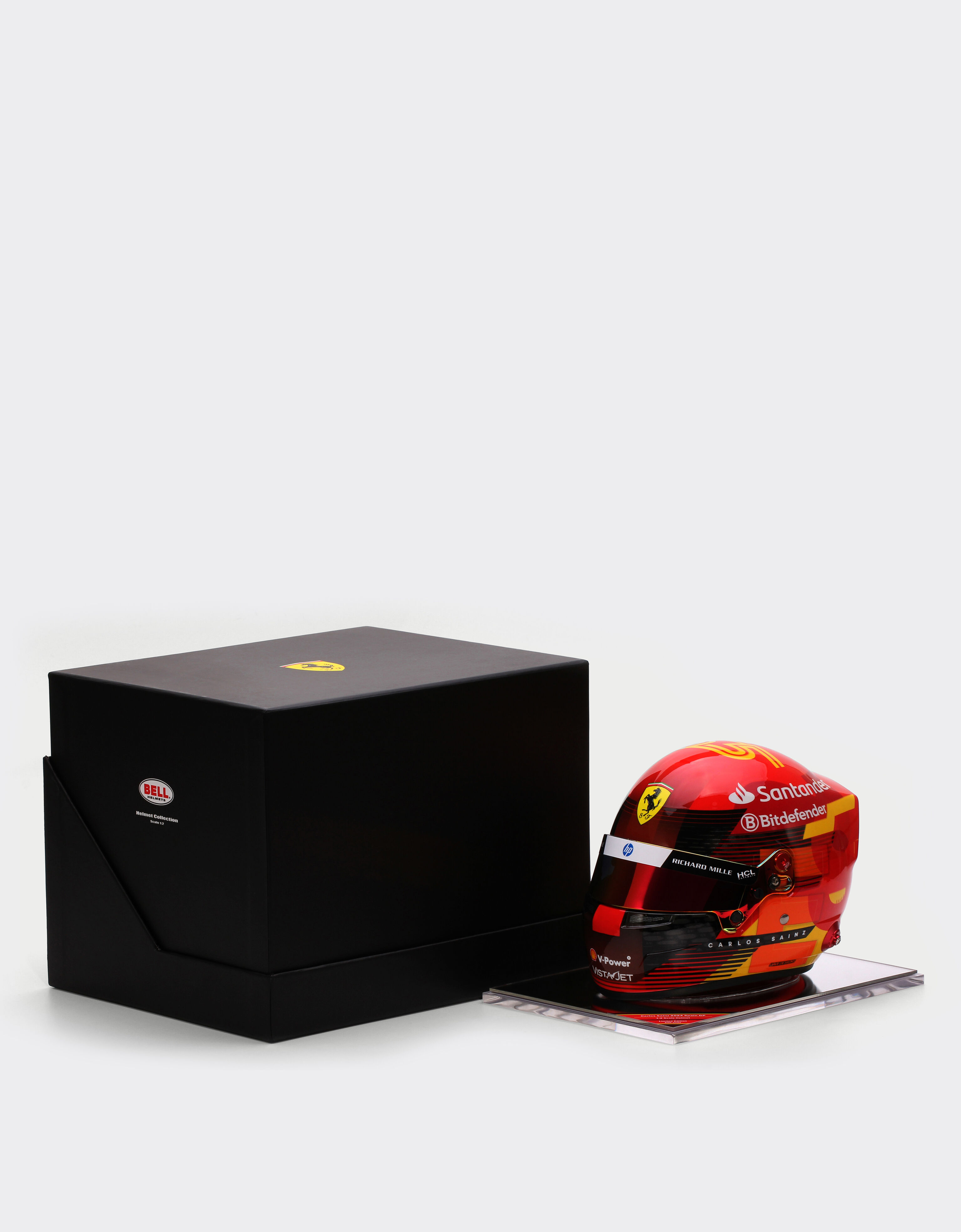 Ferrari Mini-casque Carlos Sainz à l'échelle 1:2 - Édition spéciale Espagne 2024 Rouge F1355f