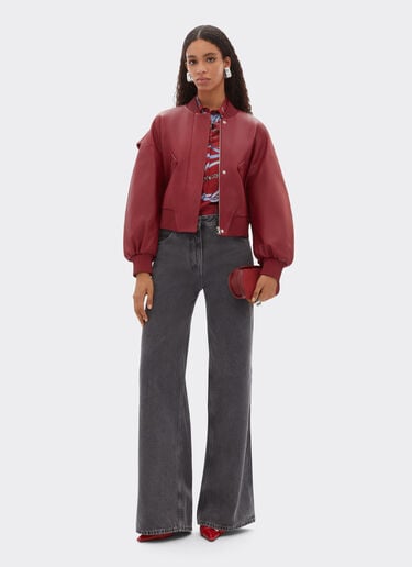 Ferrari Rubberized nappa leather bomber jacket Maison Red 50083f