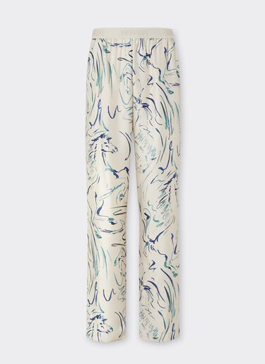 Ferrari Silk trousers with Cavallino print Ecru 21898f