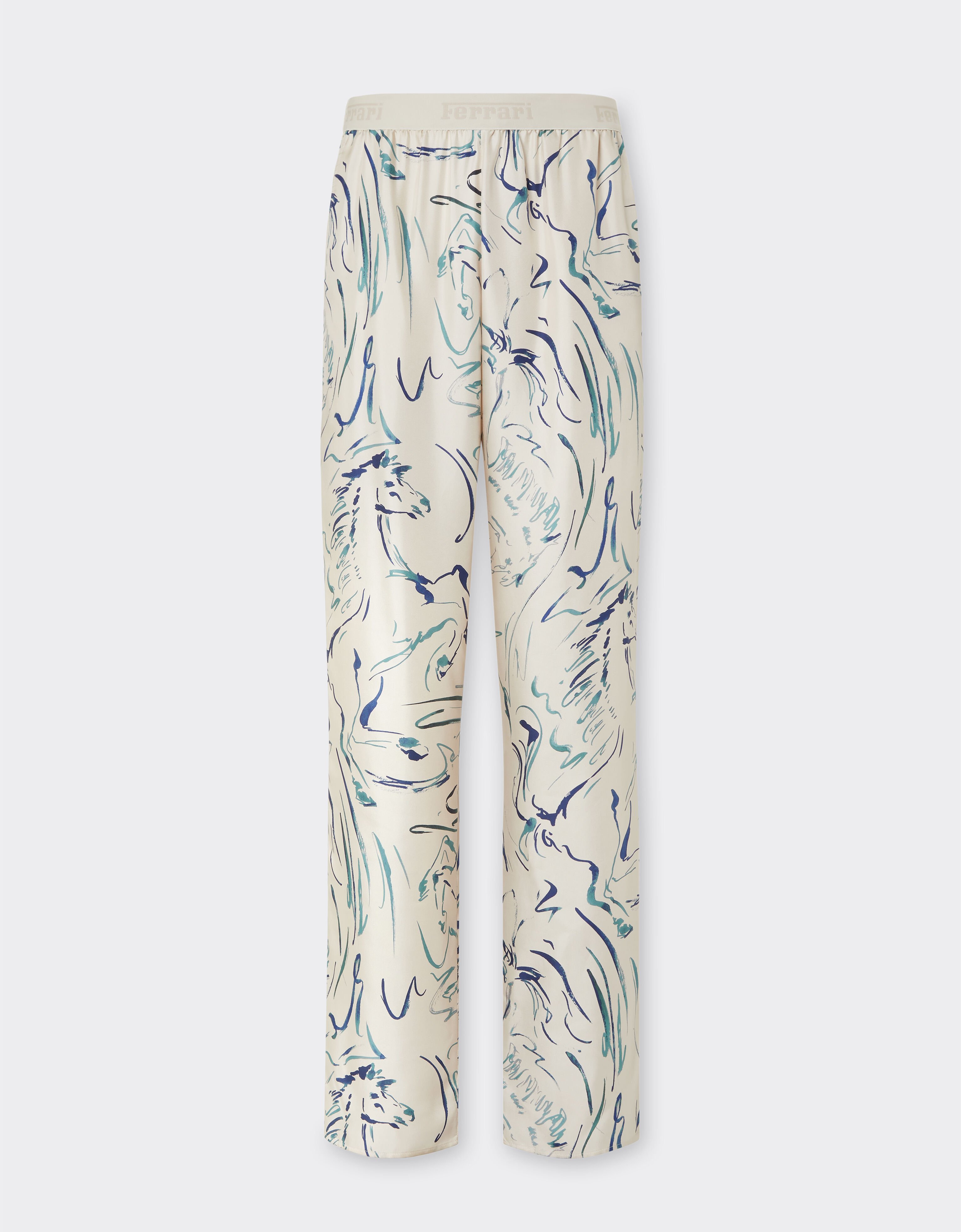 Ferrari Silk trousers with Cavallino print Ecru 21898f