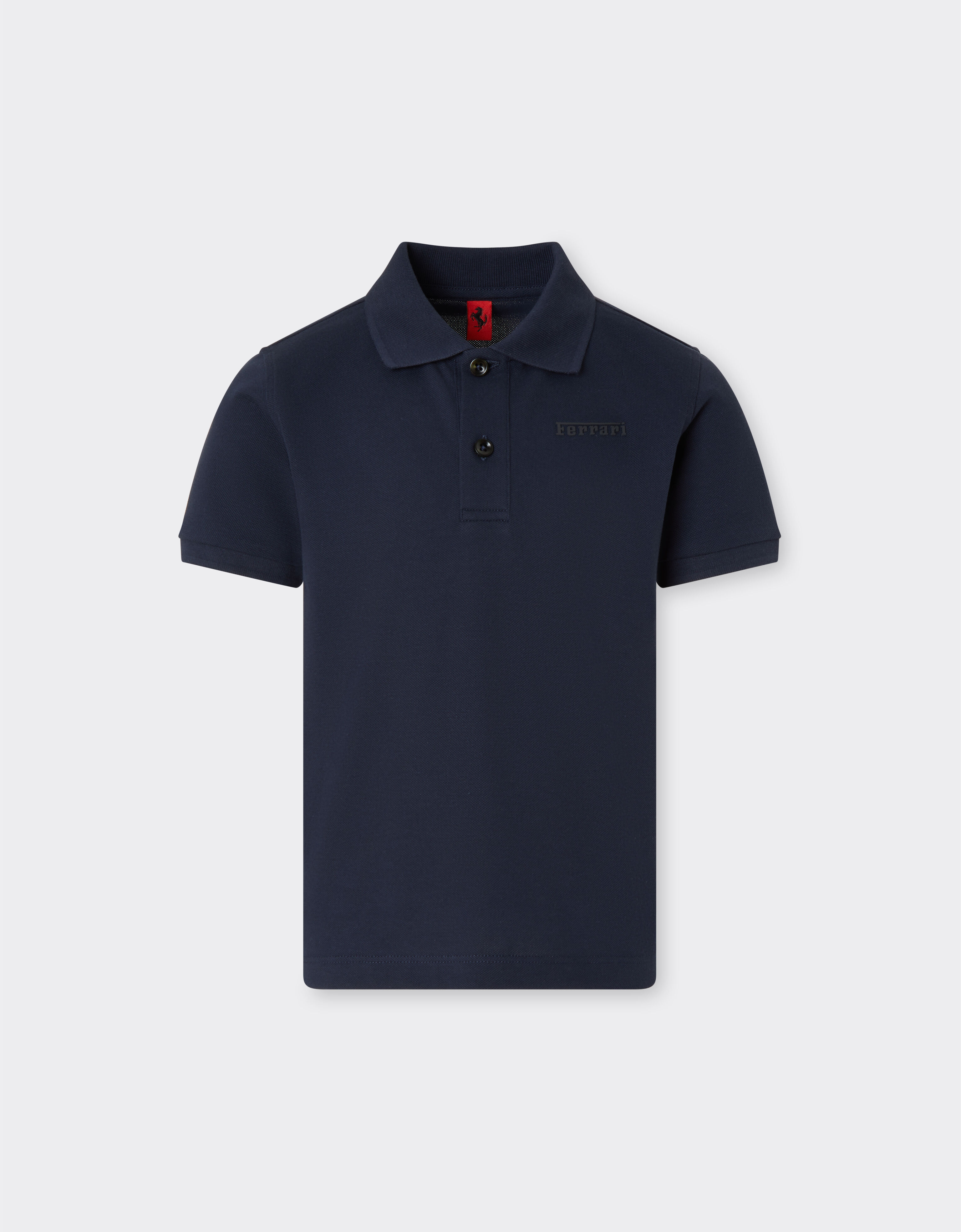 Ferrari Polo de algodón orgánico con logotipo Ferrari Navy 22760fK