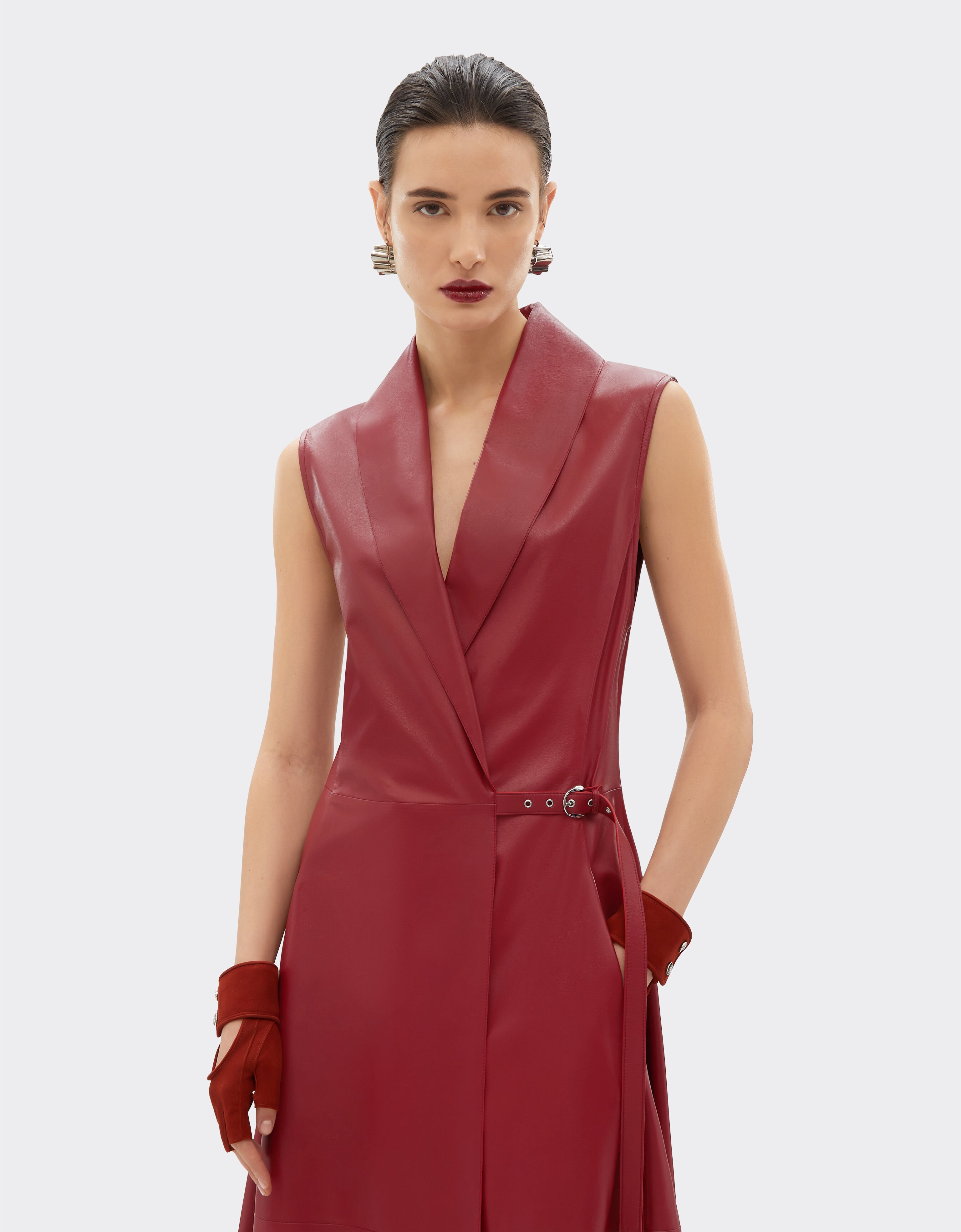 Ferrari Long dress in draped nappa leather Maison Red 22100f