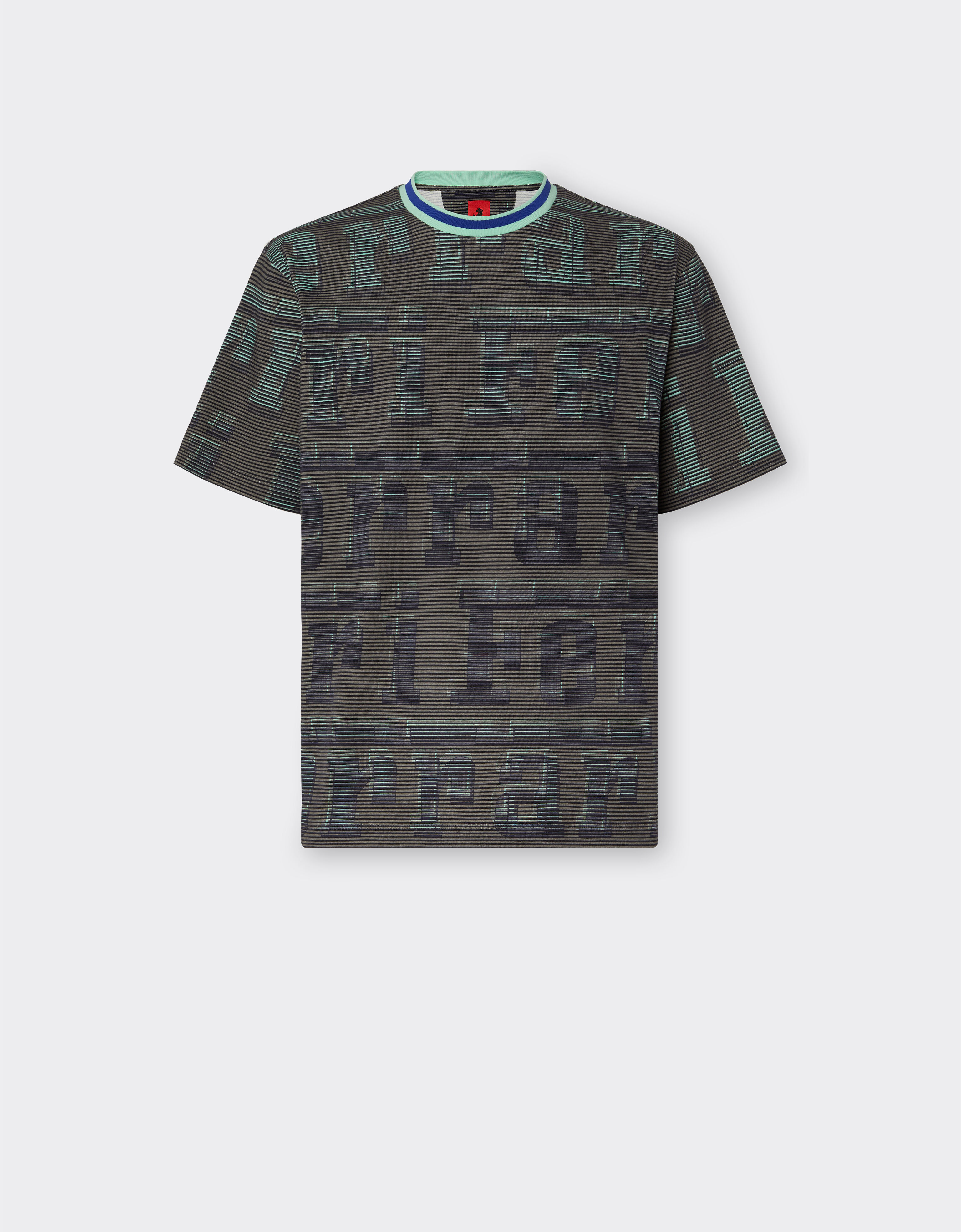 Ferrari Cotton T-shirt with all-over Ferrari logo print Black 48115f