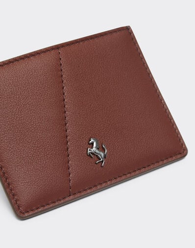 Ferrari Leather card case with diagonal stitching Espresso 49220f