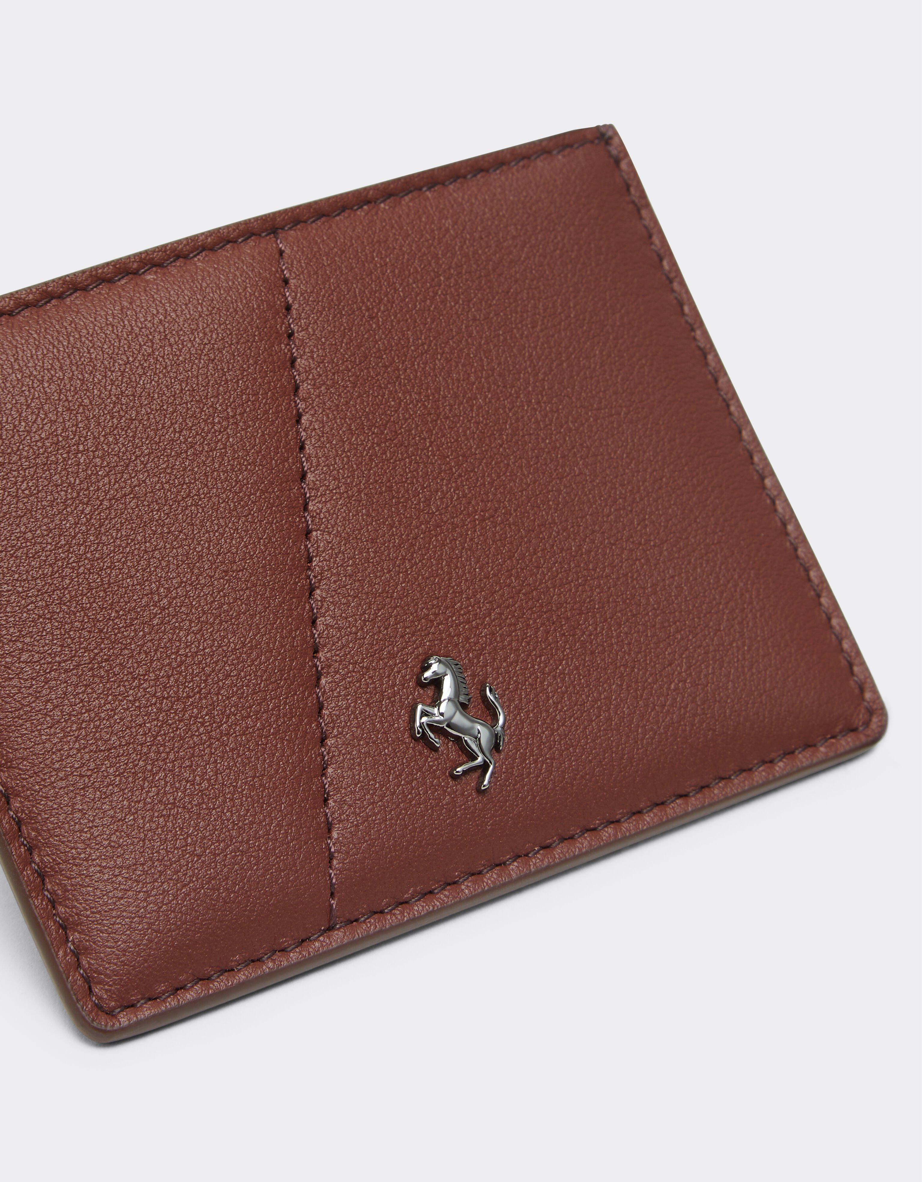 Ferrari Leather card case with diagonal stitching Espresso 49220f