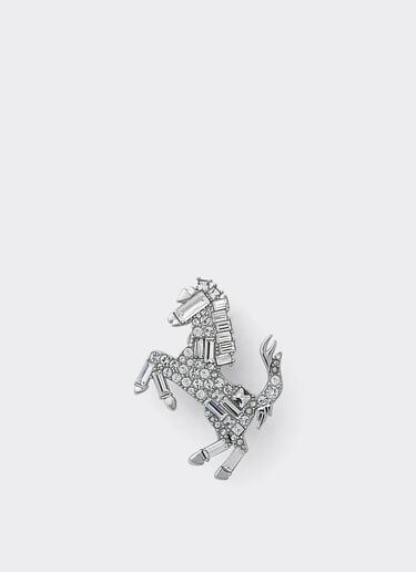 Ferrari Small Prancing Horse Brooch with Rhinestones Silver CGWSP0002JU00005f