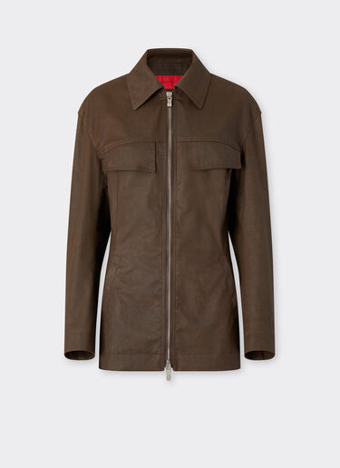 Ferrari Technical gabardine jacket with a vintage effect Khaki Green 49926f