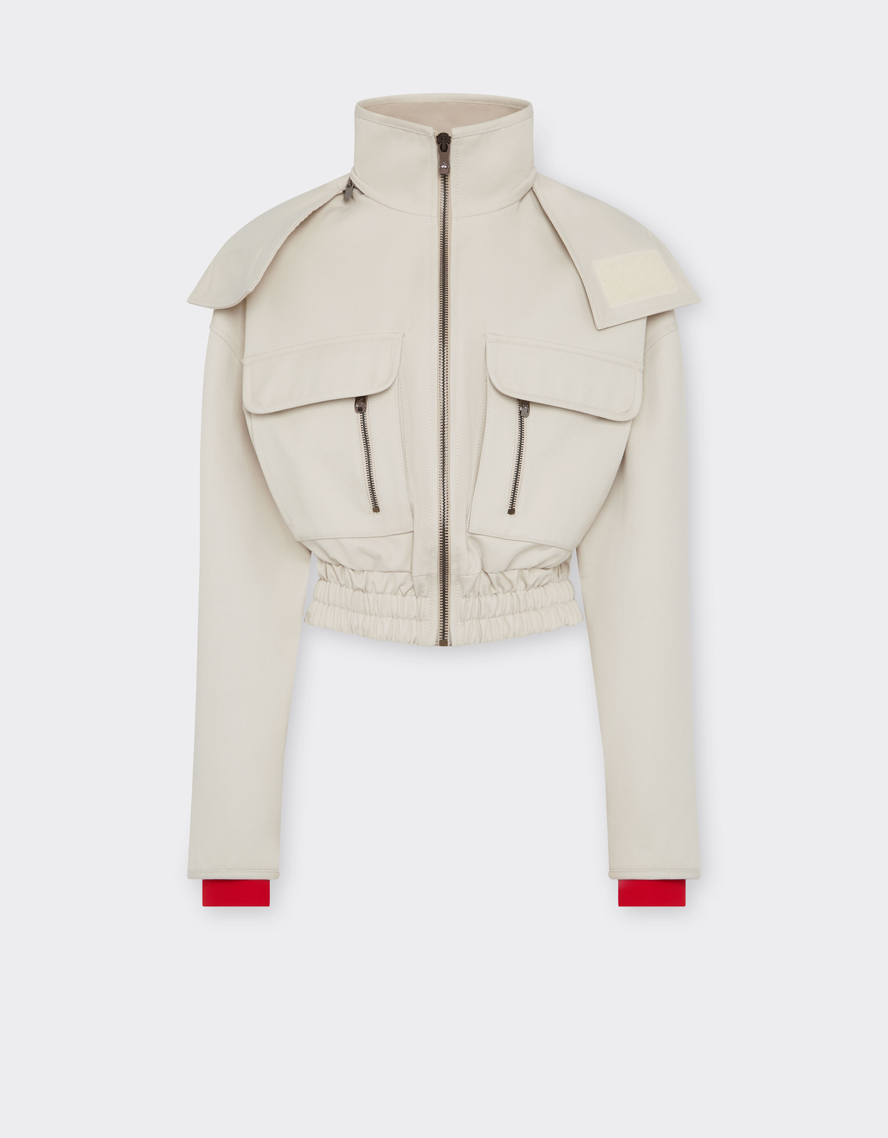 Ferrari Ferrari x Charles Leclerc cropped gabardine parka Ecru 22768f