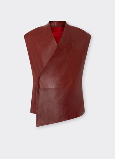 Ferrari Gilet en cuir ciré Fired Brick 50928f
