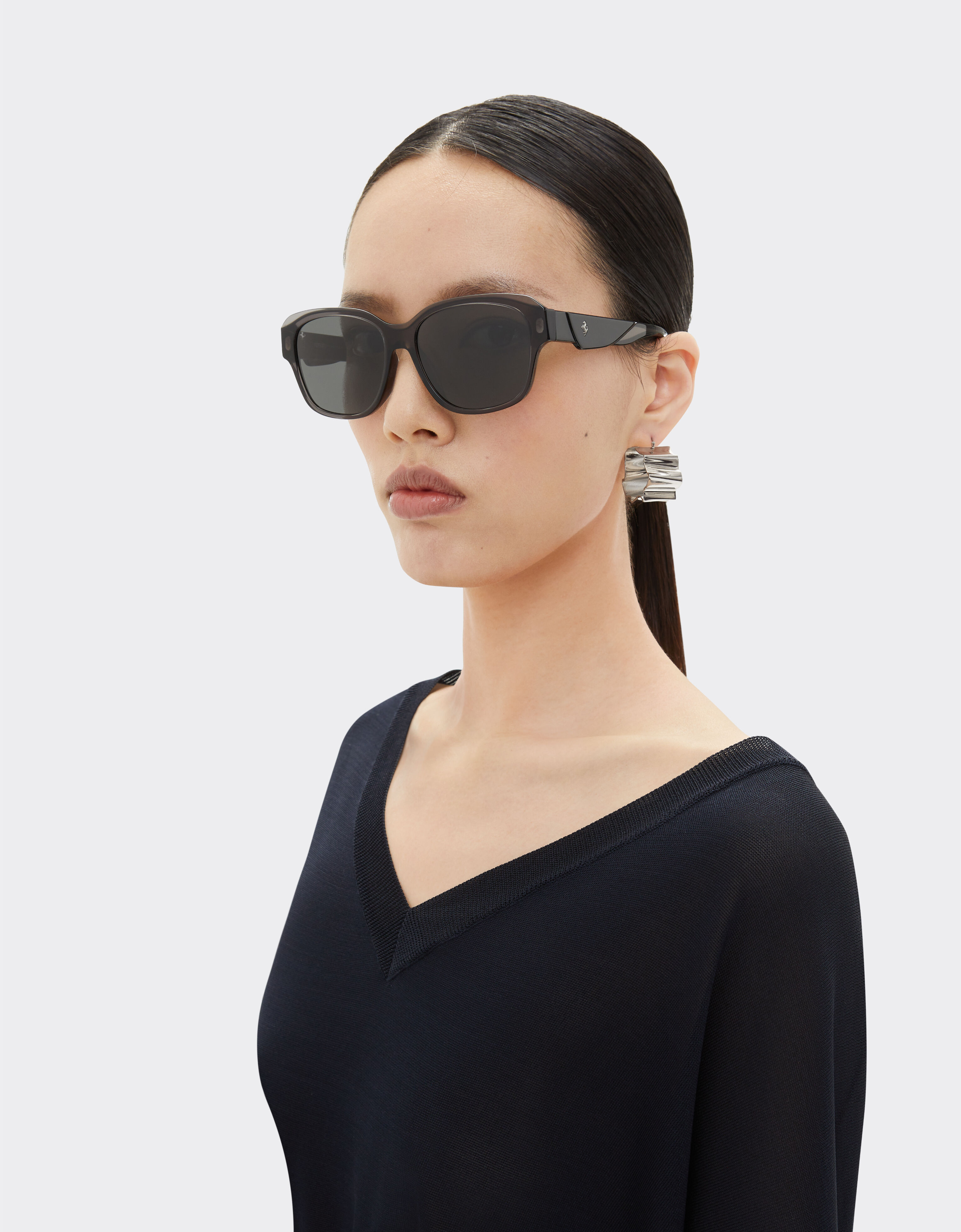 Ferrari Ferrari sunglasses in transparent black acetate with polarised black lenses Black LA02Mf