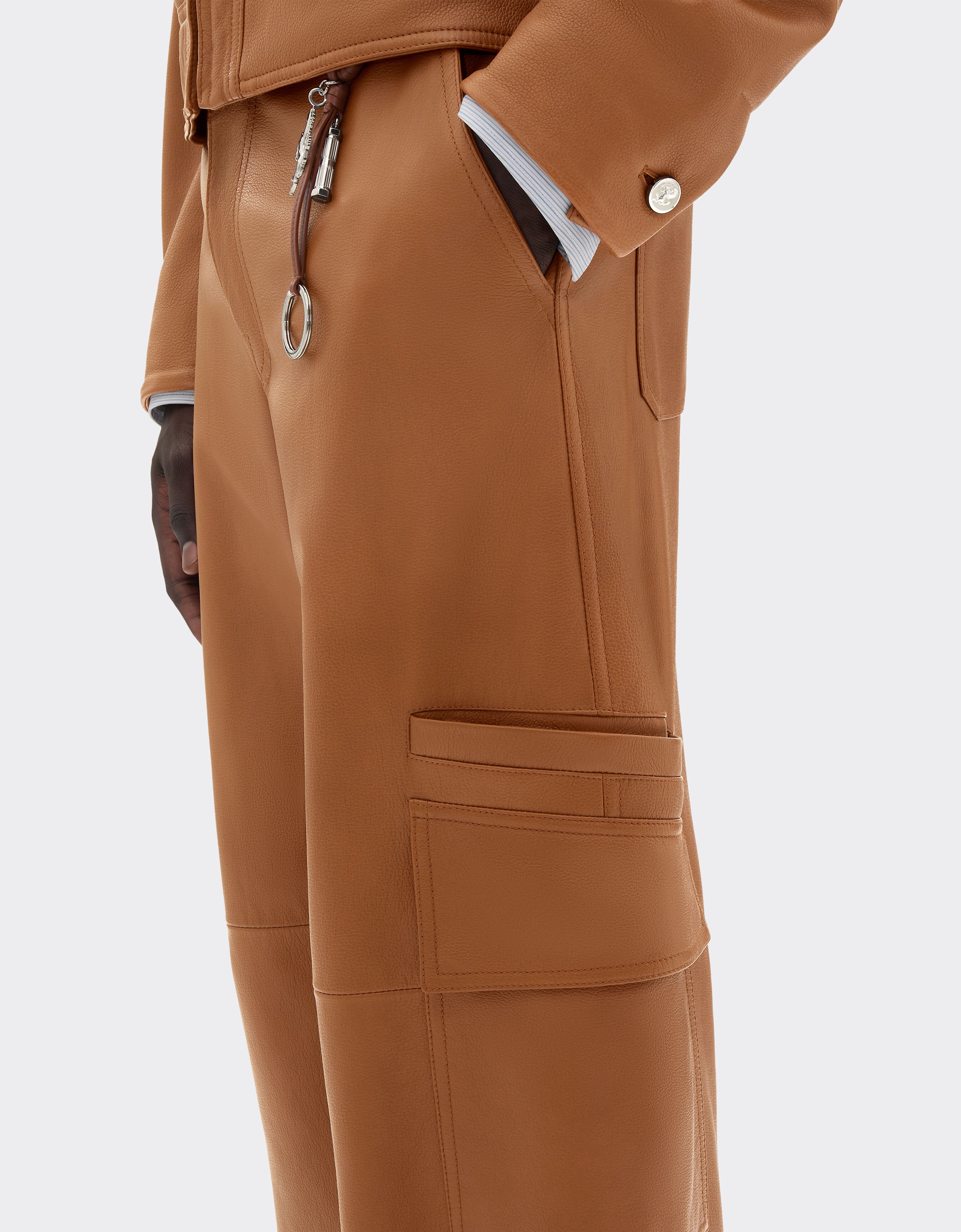 Ferrari Deer-effect nappa leather cargo pants Cognac 49910f