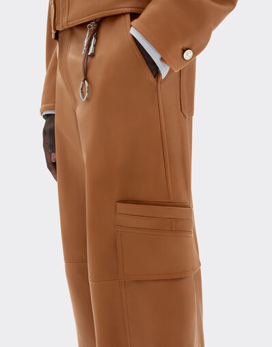 Ferrari Deer-effect nappa leather cargo pants Cognac 49910f