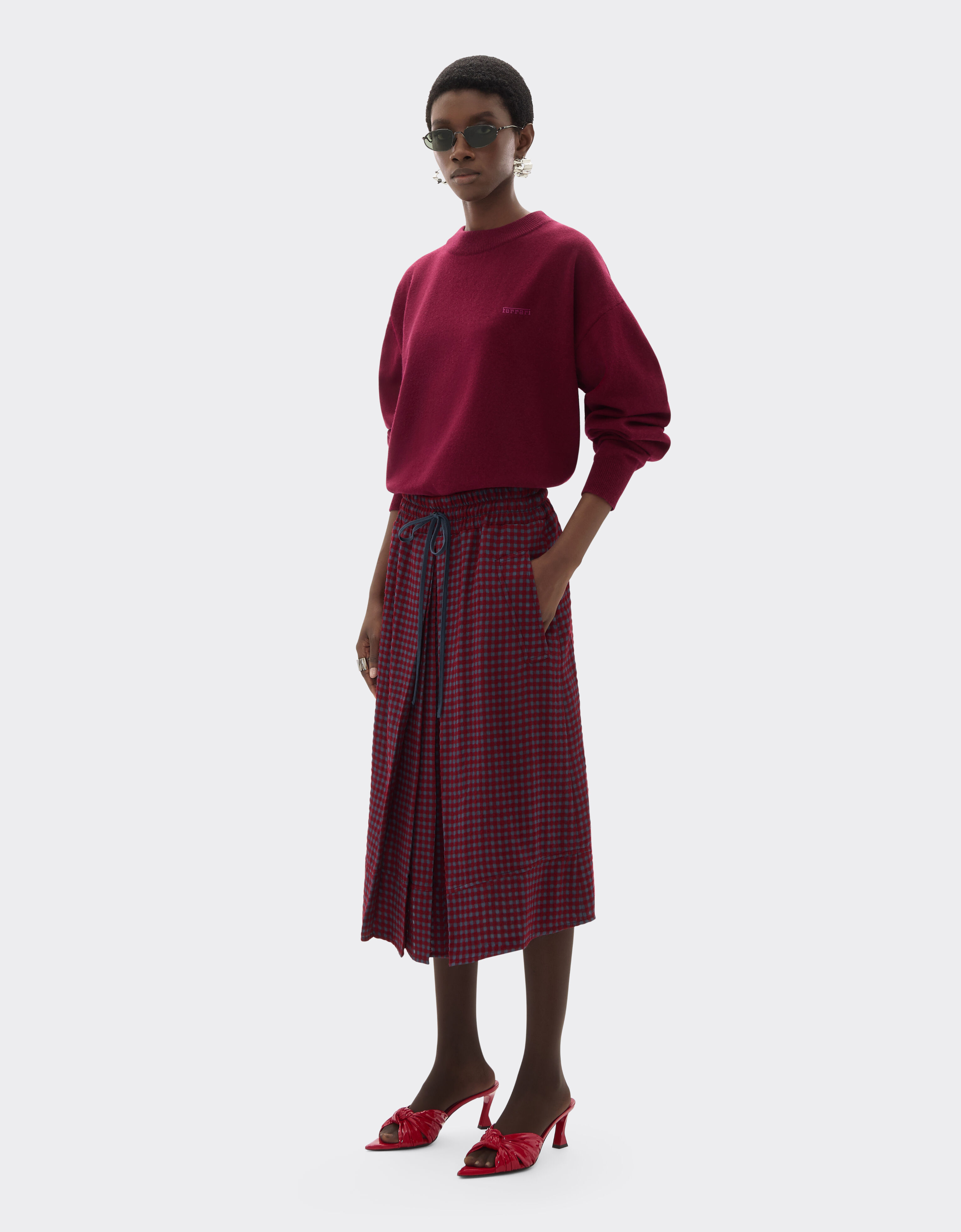Ferrari Wool and viscose skirt with Vichy pattern Cherry 22649f