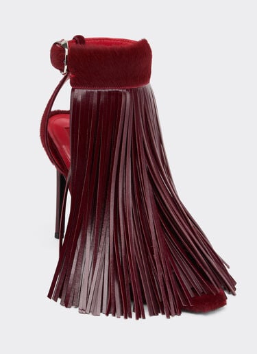 Leather and cowhide sandals with fringes Ferrari Leather and cowhide sandals with fringes Cherry 49742f