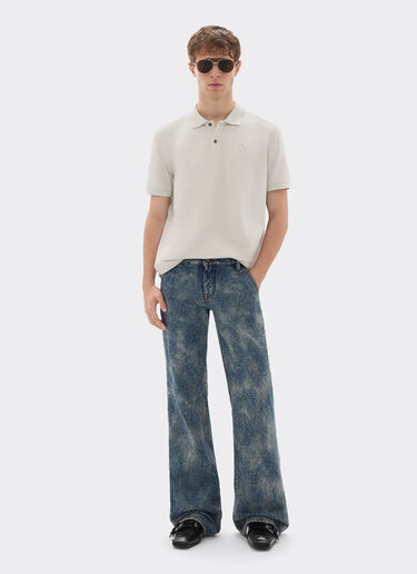 Cotton piqué polo shirt with Prancing Horse Ferrari Cotton piqué polo shirt with Prancing Horse Chalk 47822f