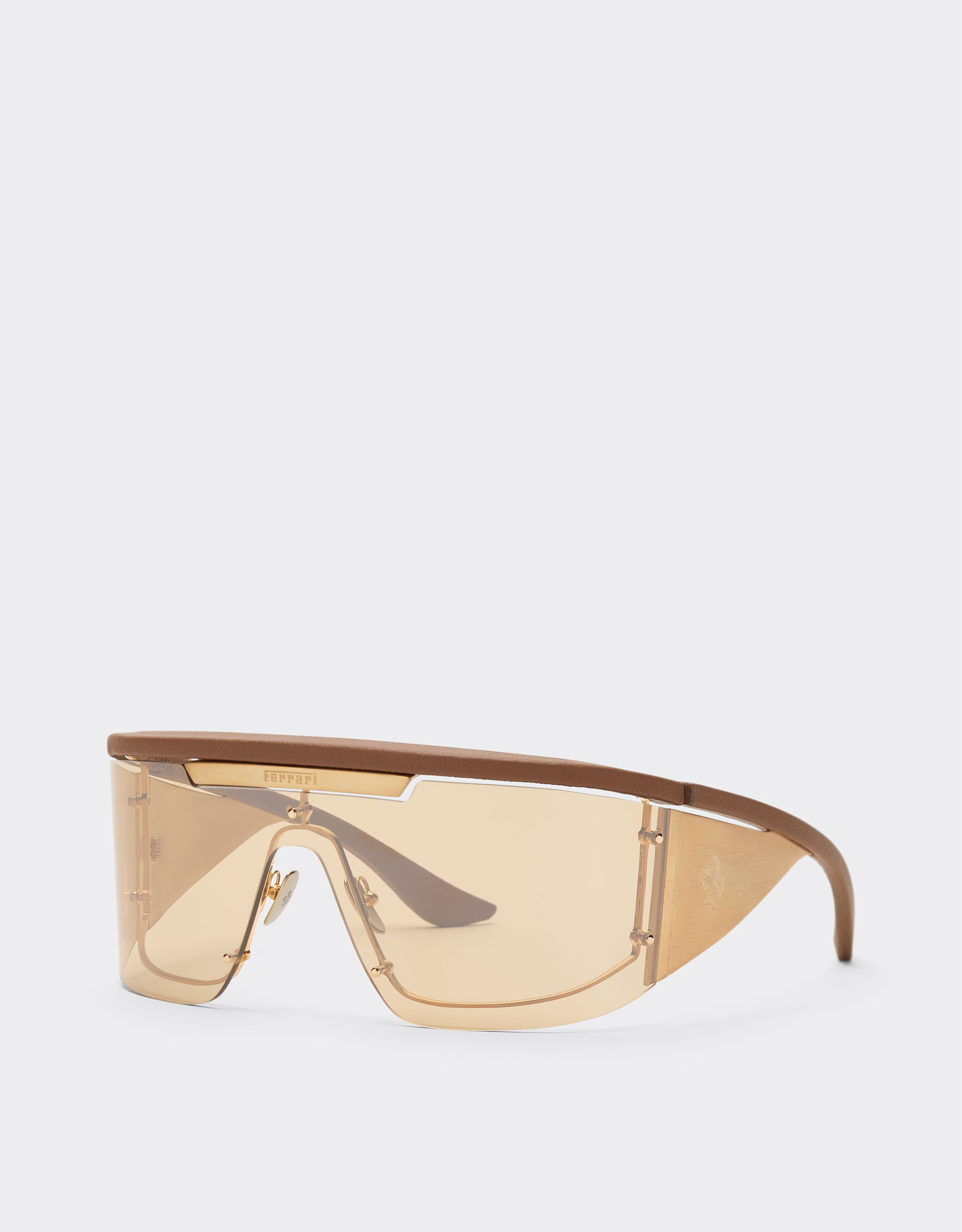 Ferrari Gafas de sol Ferrari de edición limitada de metal y cuero conlentesdoradas espejadas Marrón LA0F6f