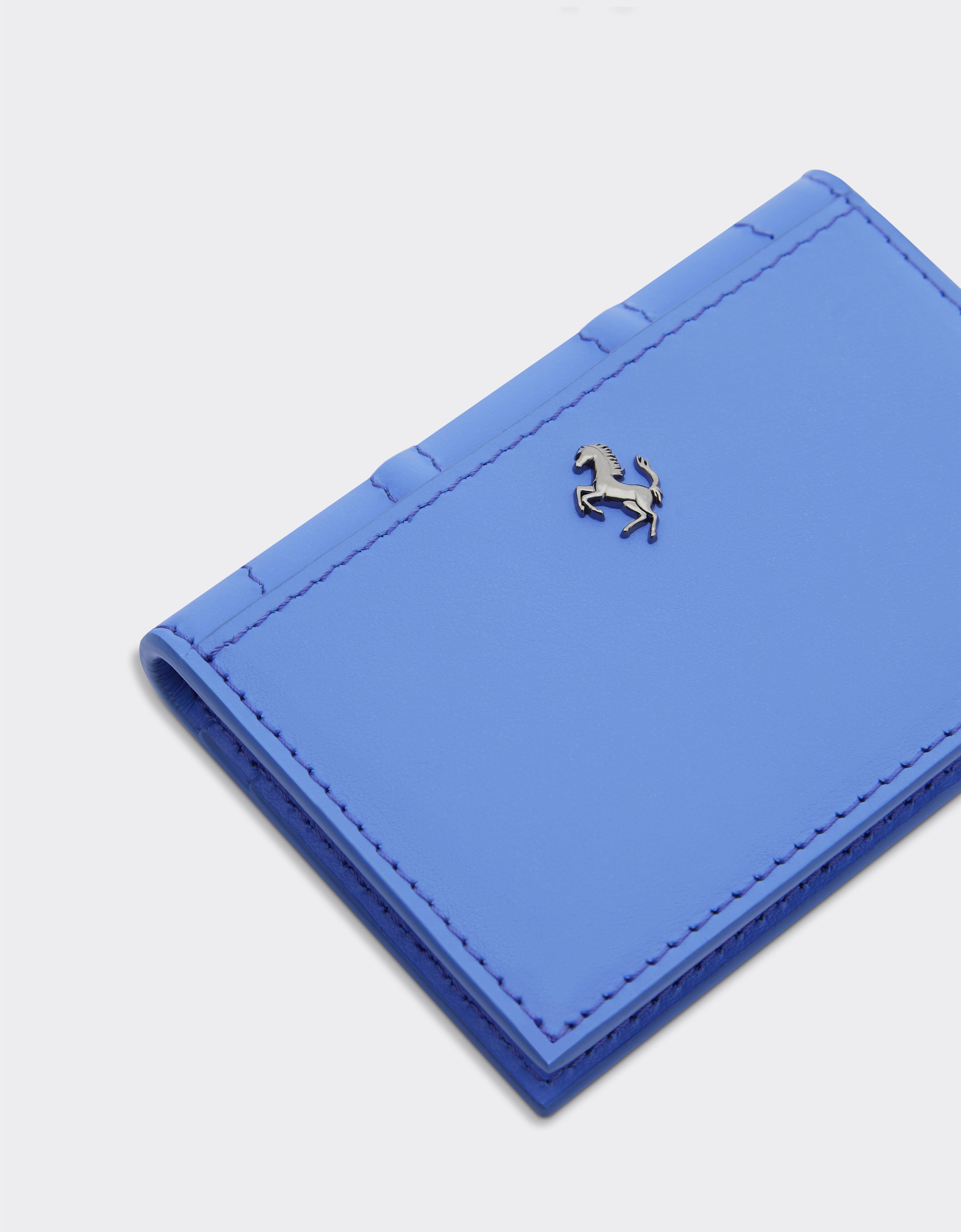 Ferrari Ferrari GT folding card holder in smooth leather Cyan 21418f