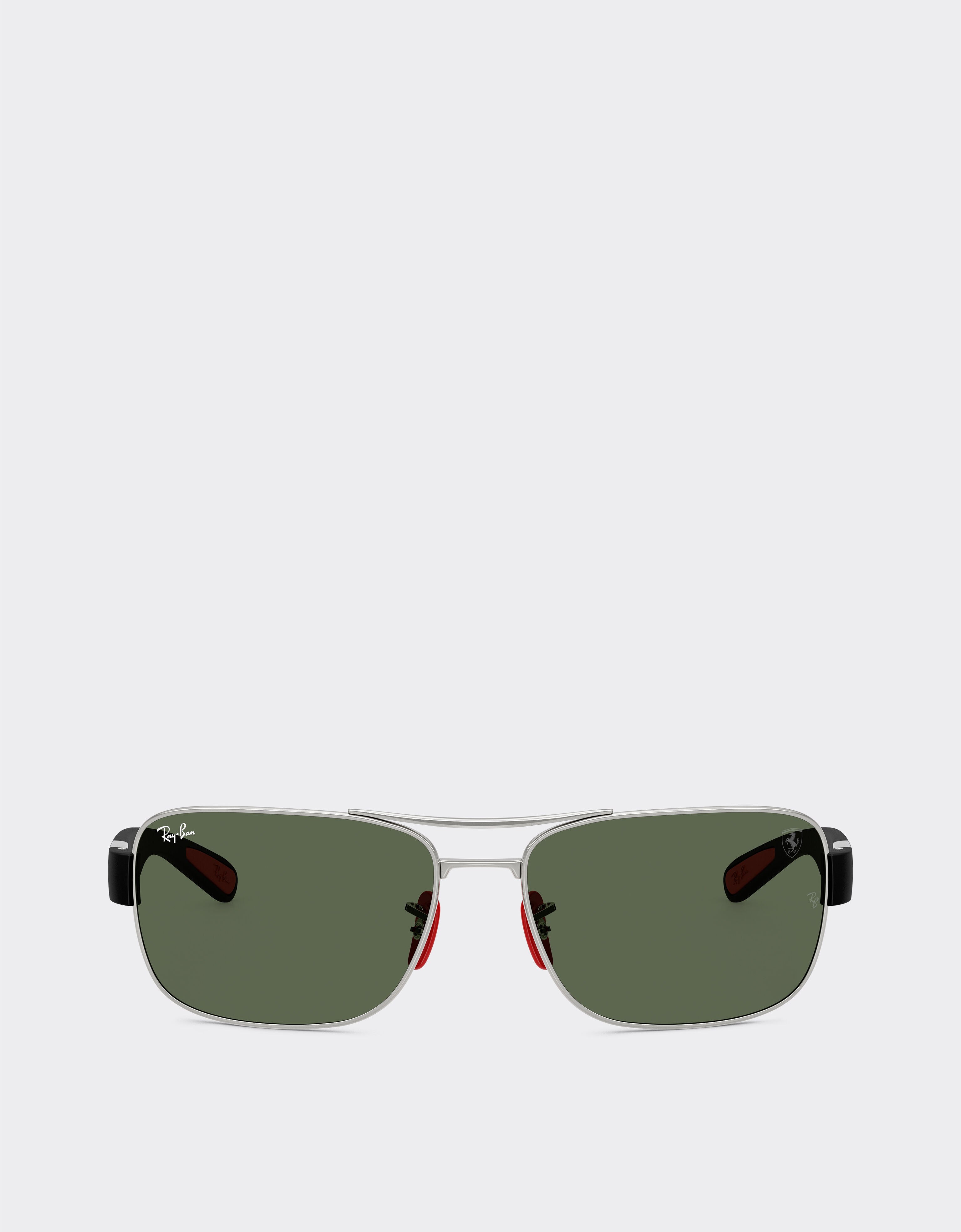 Ferrari Ray-Ban for Scuderia Ferrari RB3763M in metallo argento e plastica nera con lenti verde scuro Silver LA01Ff