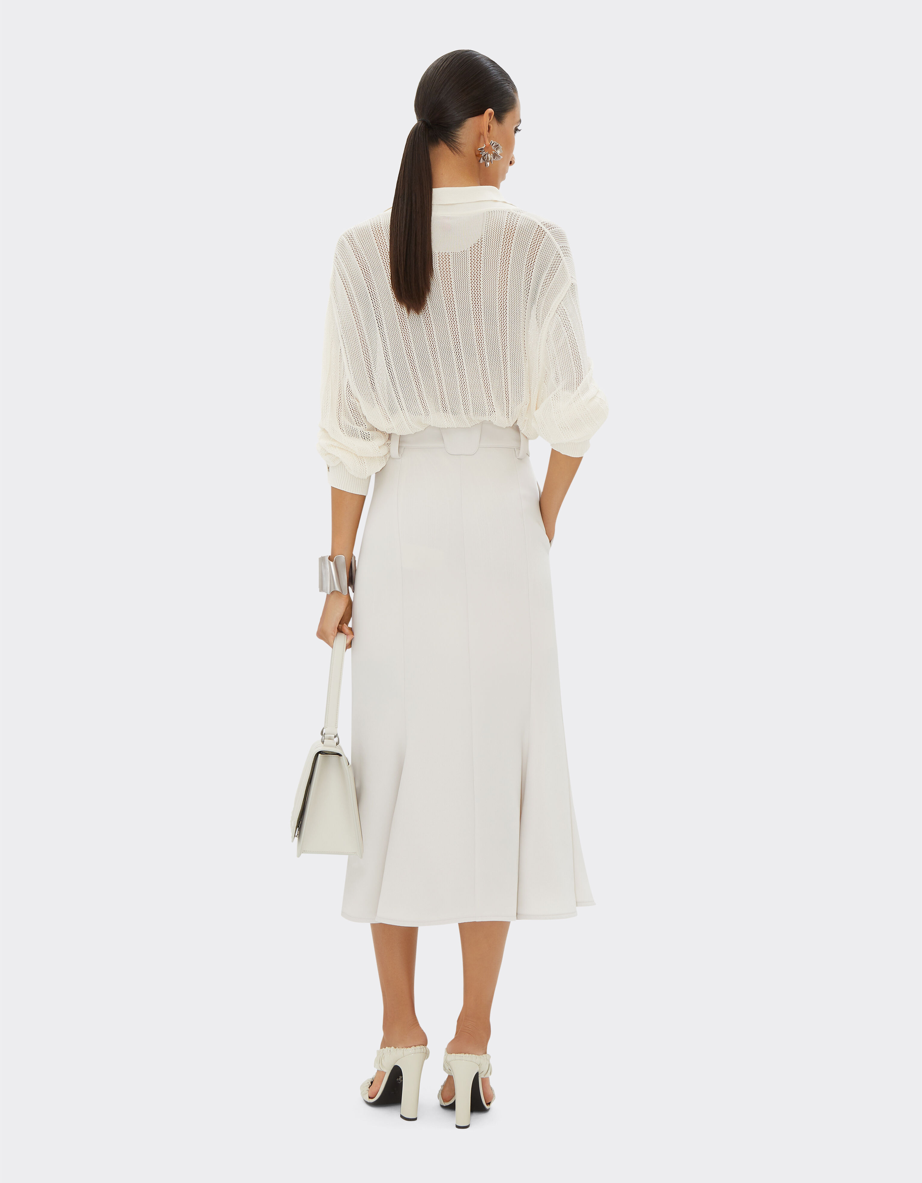 Ferrari Midi skirt in recycled satin Ecru 21868f