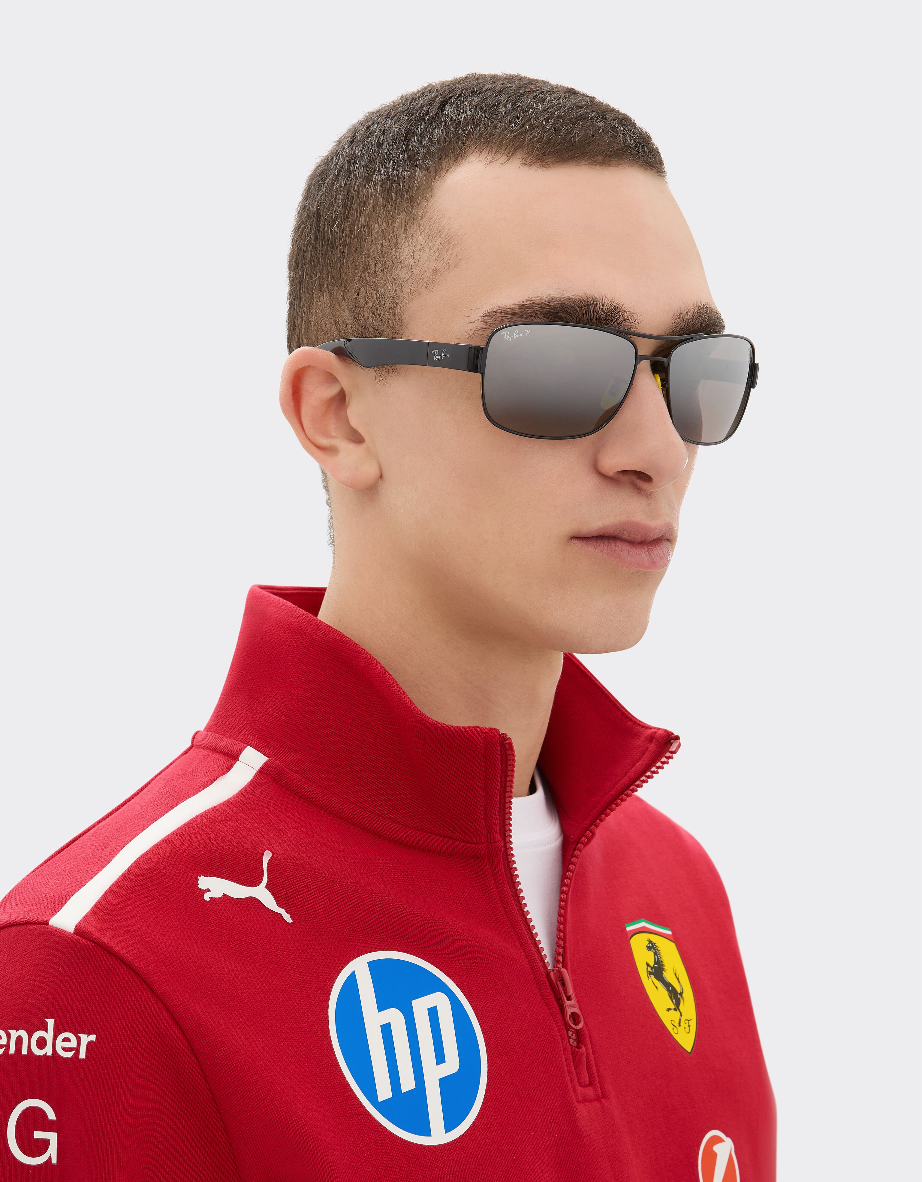 Ferrari Ray-Ban for Scuderia Ferrari RB3763M in black metal and plastic with polarised mirror gradient grey lenses Black LA01Df