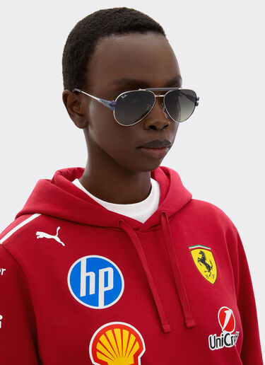 Ferrari Ray-Ban for Scuderia Ferrari RB3762M in silver-tone and matt light blue metal with gradient grey lenses Silver LA019f