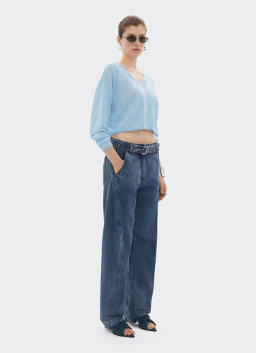 Maglia cropped in cashmere e seta Ferrari Maglia cropped in cashmere e seta Blu Acciaio 22662f